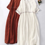 Cotton And Linen Embroidered Loose Dress