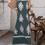 A-Line Loose Contrast Color Halter-Neck Maxi Dresses