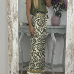 GALA waist tie ethnic totem pattern trousers