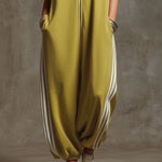 Casual Sports White Webbing Yellow-green Sleeveless Jumpsuit