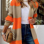 Loose Colorblock Knit Cardigan Jacket
