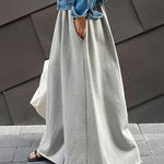 Loose Urban Gray Wide Leg Elastic Waist Pants