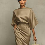 Women's Minimalist Satin Blouse And Skirt Set