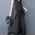 A-Line Loose Pockets Solid Color Tied Zipper V-Neck Midi Dresses Shirt Dress