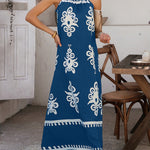 A-Line Loose Contrast Color Halter-Neck Maxi Dresses