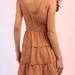 Fashion U-neck elastic waist sleeveless mini skirt