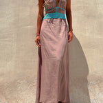 Summer Sleeveless Sling Lace Waist Deep V Neckline Backless Dress