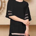 A-Line Half Sleeves Mesh Solid Color Split-Joint Round-Neck Mini Dresses