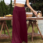 women's casual wide leg cotton and linen high waist trousers