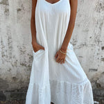 Cotton and Linen Suspender Long Dress
