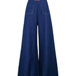 High Waisted Loose Elasticity Pockets Solid Color Zipper Jean Pants Bottoms