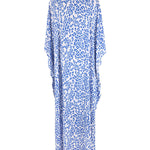 Batwing Sleeves Loose Leopard Split-Side Sun Protection V-Neck Cover-Ups Swimwear Maxi Dresses