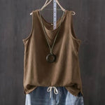 Women's Pure Color Casual Cotton Linen Vest