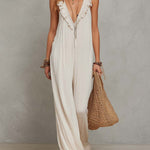 Lightweight Bohemian-style Pleated Chiffon Sleeveless Jumpsuit