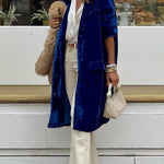 Fashionable gold velvet trench coat long skirt jacket