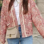Loose Fashion Versatile Printed Cardigan Long Sleeve Cotton-padded Jacket