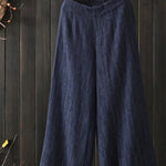 Women's Casual Simple Cotton Pants Loose Nine Point Wide Leg Pants