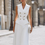 Tailored Sleeveless Vest and A-Line Skirt Set