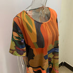 A-Line Loose Printed Round-Neck Midi Dresses