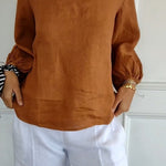 Lantern Sleeve Design Cotton and Linen Top (Buy 2 Free Shipping)