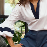 Loose Puff Sleeves Split-Joint Lapel Blouses&Shirts Tops