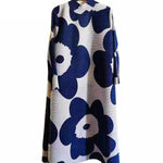 Long Sleeves Loose Flower Print Pleated Mock Neck Mini Dresses