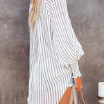 Zeagoo Zeagoo Button Up Shirt Long Sleeve Lapel Striped Casual Oversized Top