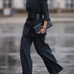 Loose Printed Striped Suit Pants Trousers