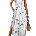 Casual V-neck halter slit bohemian beach resort maxi dress