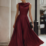 Draped Sleeveless Midi Dress With Defined Waist