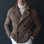 Men's Vintage Casual Knit Double Breasted Lapel Jacket
