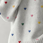 Women'S Casual Loose-Fitting Round-Neck Sweater With Heart Embroidery