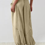 Women's Casual Fashion Solid Color Strap Pocket Wide Leg Pants