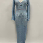 Hollow See-Through Smocked Solid Color Sun Protection Deep V-Neck Beach Cover-Up Maxi Dresses