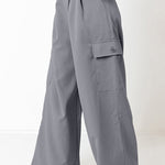 Solid color fashion loose high waist all-match overalls