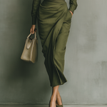 Women's Army Green Cotton Blended Maxi Dress