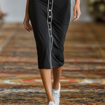 Women's Minimalist Stretchy Fitted Single-breasted Sleeveless Midi Dress