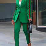 High Waisted Loose Split-Joint Striped Pants Suit Pants Trousers
