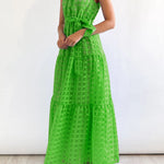 Loose Sleeveless Plaid Ribbed Stand Collar Maxi Dresses