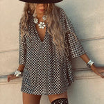 All about Glam Collar Sequin V-neck Half Sleeve Loose Top