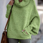 Cowl Neck Batwing Sleeves Loose Sweater