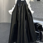 A-Line Loose Asymmetric Pleated Solid Color Split-Joint Square-Neck Midi Dresses Slip Dress