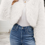 Stylish Long Sleeve Short Casual Faux Fur Jacket