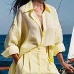 High Waisted Wide Leg Pleated Solid Color Split-Joint Shorts