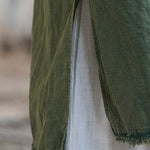 Half Sleeves High-low Fringed Solid Color Split-Joint Split-side Round-neck Midi Dresses
