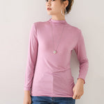 10 Colors Simple Solid Color Long Sleeves High-Neck T-Shirt Top