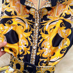 Sleeveless Belt Buckle Buttoned Contrast Color Floral Printed Midi Dresses