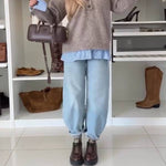 Faux Two-Piece Lapel Knit Top