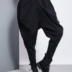 Casual Loose Split-Joint Solid Color High-Waisted Harem Pants