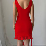 Bodycon High Waisted Pleated Solid Color V-Neck Mini Dresses